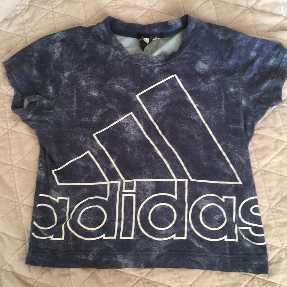 Adidas blue crop workout T